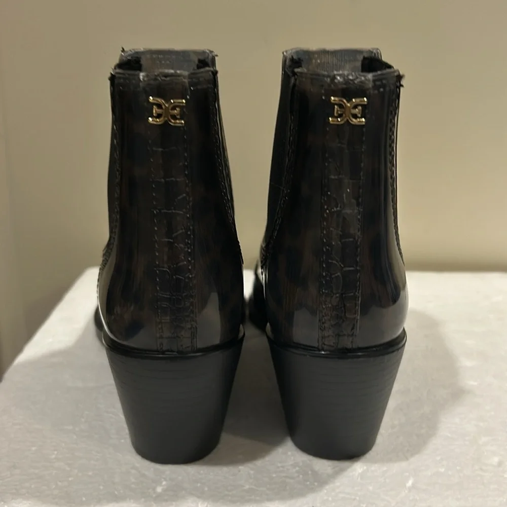 Sam Edelman animal print slip in Winona rubber cowboy ankle Rain Boots size 7